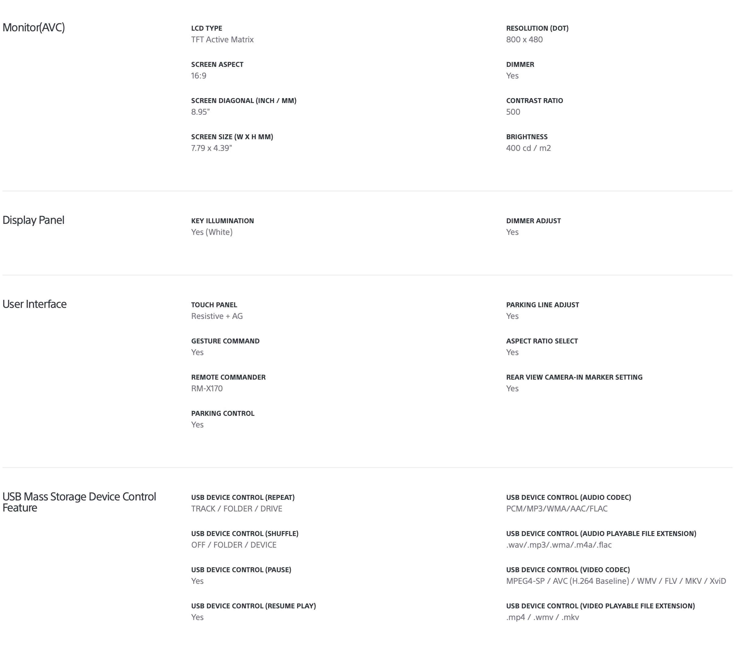 Sony Xav Ax8000 Spec 2