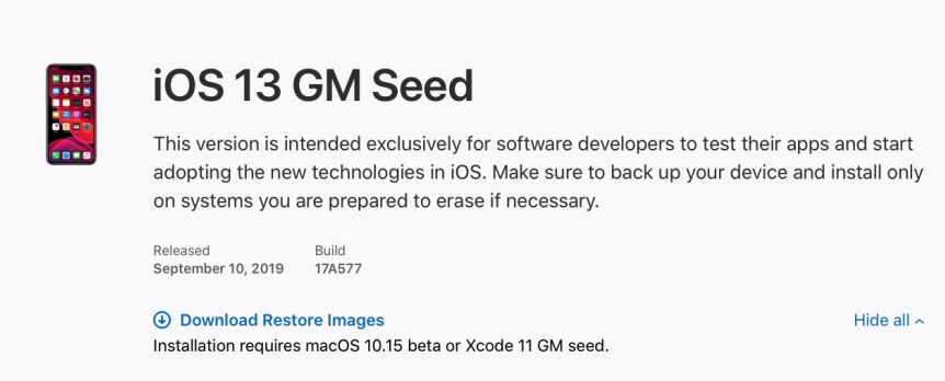 Ios 13 Gm Released To Developer Img 1