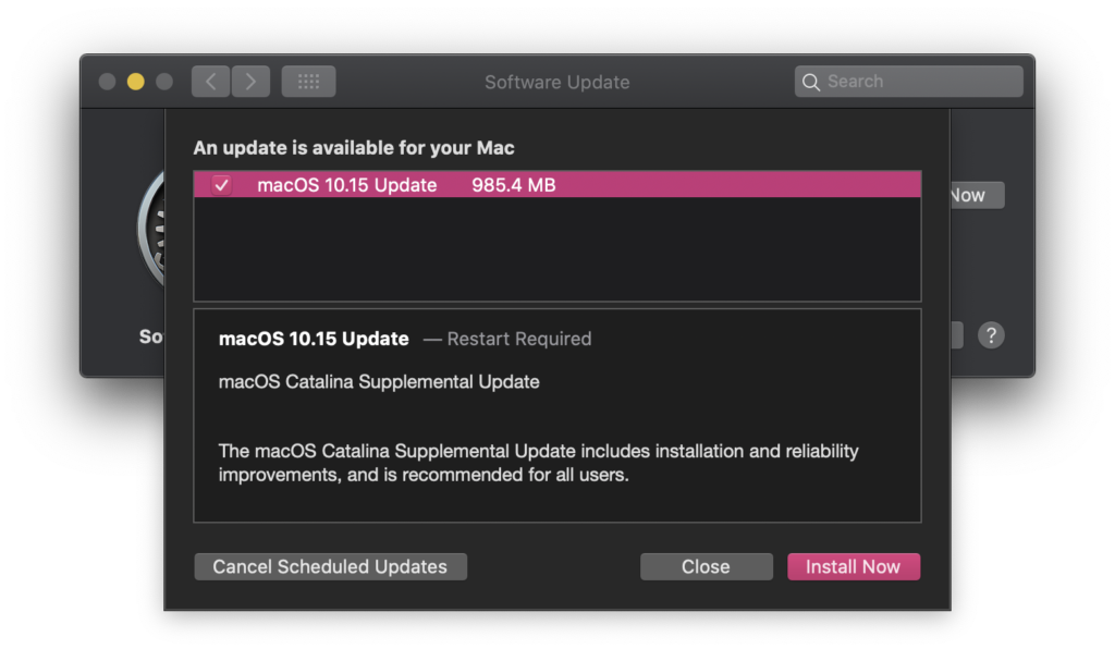 Apple Release Macos 10 15 Catalina Revise Supplemental Update 1