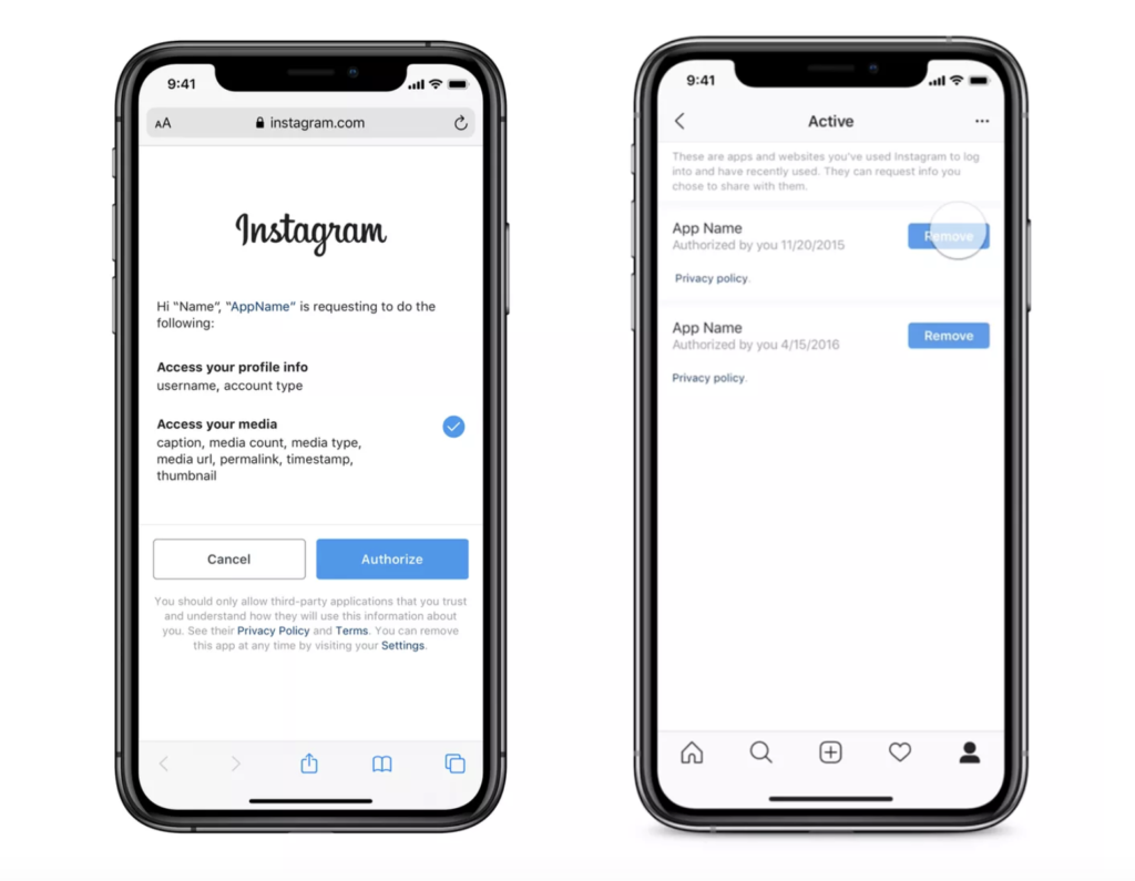 Instagram Add Privacy Website Third Party App Permissions 2