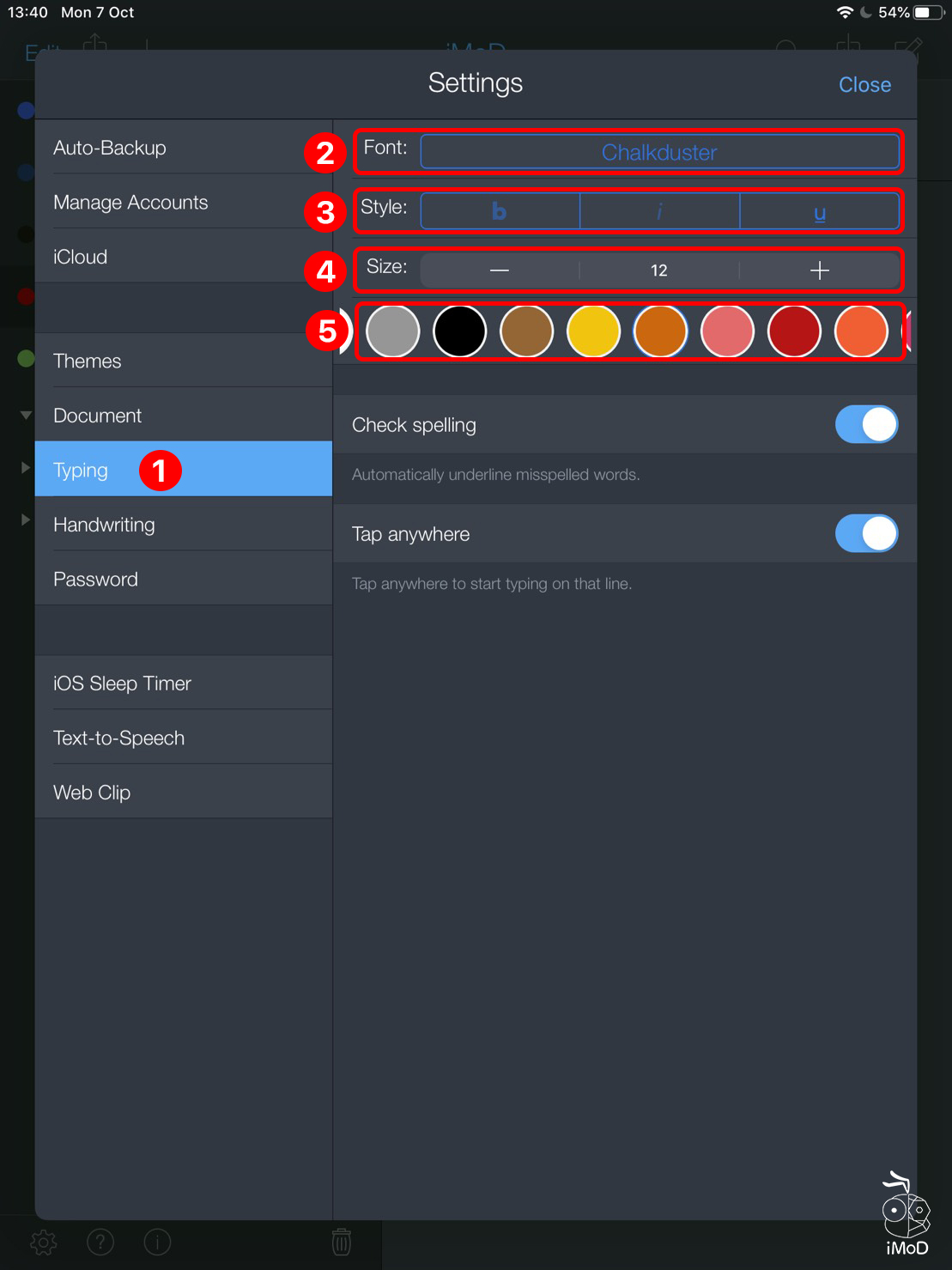 Settings Format Typing Notability 02