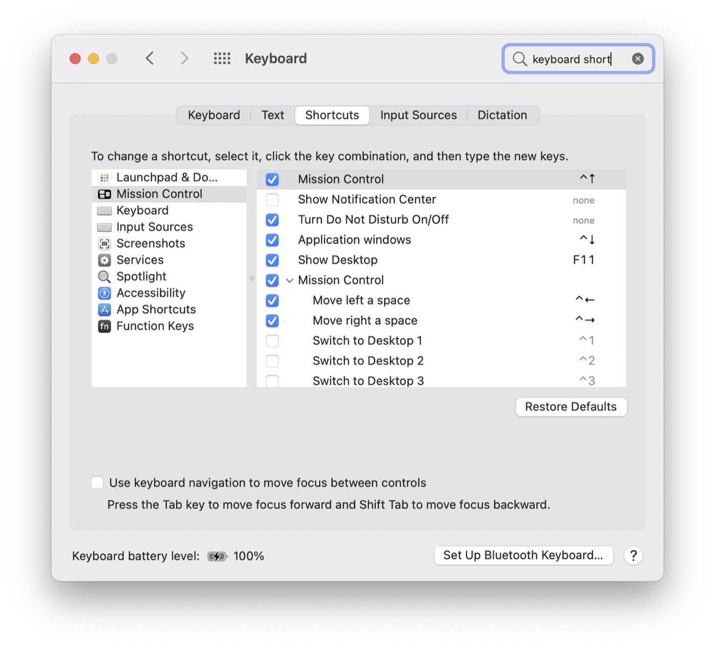 open keyboard shortcuts - deactivate